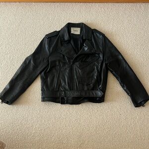 Black leather moto jacket